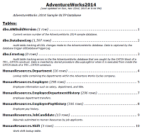 Example data dictionary table list